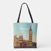 London England Big Ben Vintage Travel Tote Bag (Achterkant)
