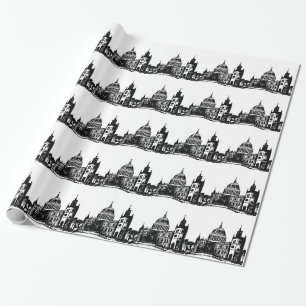 London England Black Pattern Retro  Cadeaupapier