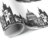 London England Black Pattern Retro Cadeaupapier (Rol Hoek)
