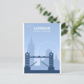 London England Blue Vintage Travel Briefkaart (Staand voorkant)
