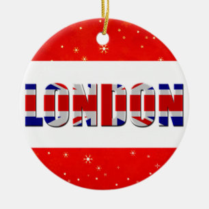 London England British Flag Red Snowflake Keramisch Ornament
