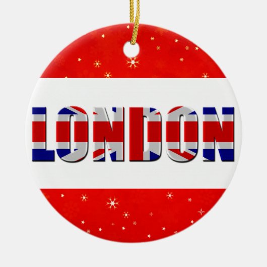 London England British Flag Red Snowflake Keramisch Ornament (Voorkant)