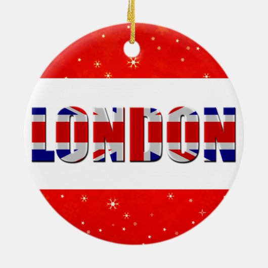London England British Flag Red Snowflake Keramisch Ornament (Achterkant)