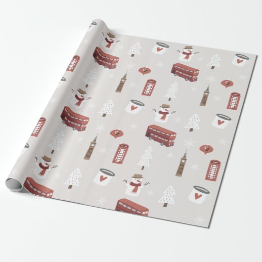London England British kerstwrapping Paper Cadeaupapier (Uitgerold)