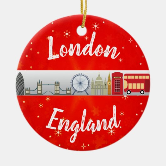 London England British Landmarks Kerstmis Keramisch Ornament (Voorkant)
