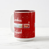 London England British Landmarks Red Tweekleurige Koffiemok (Voorkant links)