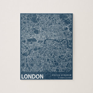 London England City Map Line Art Blue Print Legpuzzel