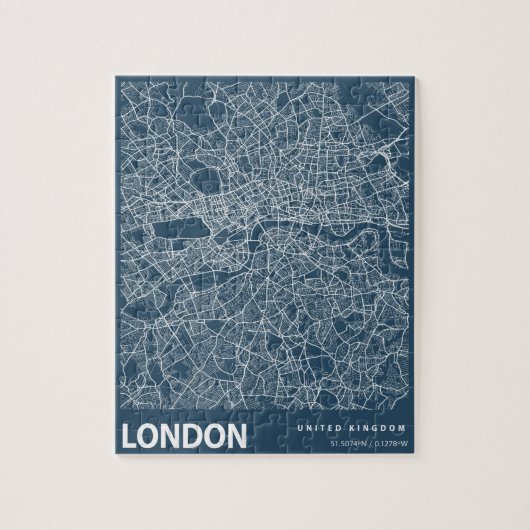London England City Map Line Art Blue Print Legpuzzel (Verticaal)