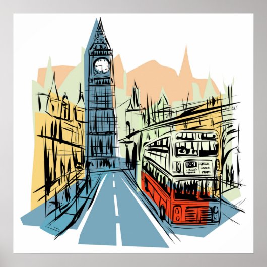 London England City scape artistiek poster (Voorkant)
