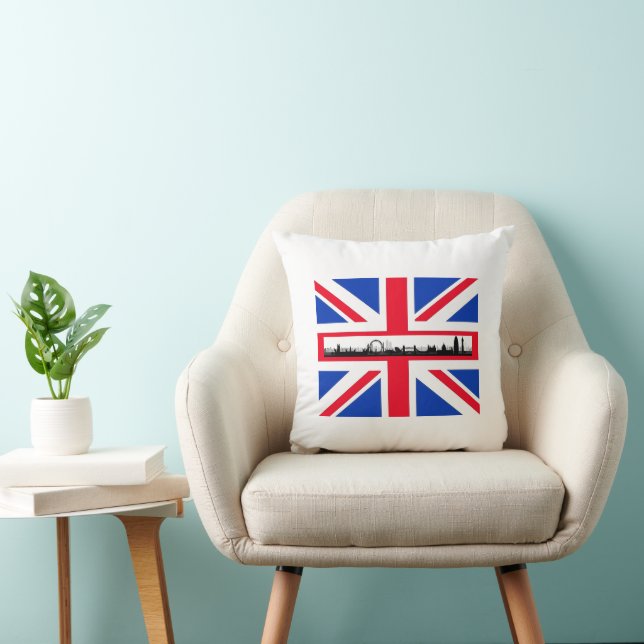 London England City Skyline Union Jack Flag Pillow Kussen (Stoel)