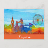 London England City Skyline Waterverf Briefkaart (Voorkant)