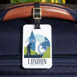 London England Cityscape Vintage Travel Bagagelabel