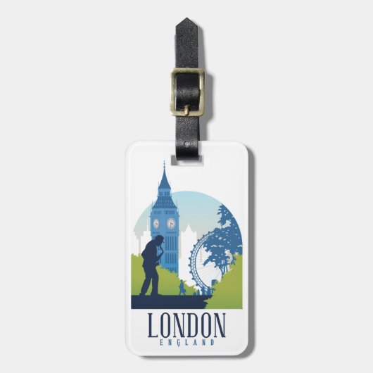 London England Cityscape Vintage Travel Bagagelabel (Voorkant verticaal)