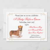 London England Corgi met Crown Party Invitation Kaart (Achterkant)