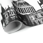 London England Elegant Black White Monogram Cadeaupapier (Rol Hoek)