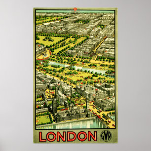 LONDON ENGLAND GREAT BRITAIN GWR  Railway Poster