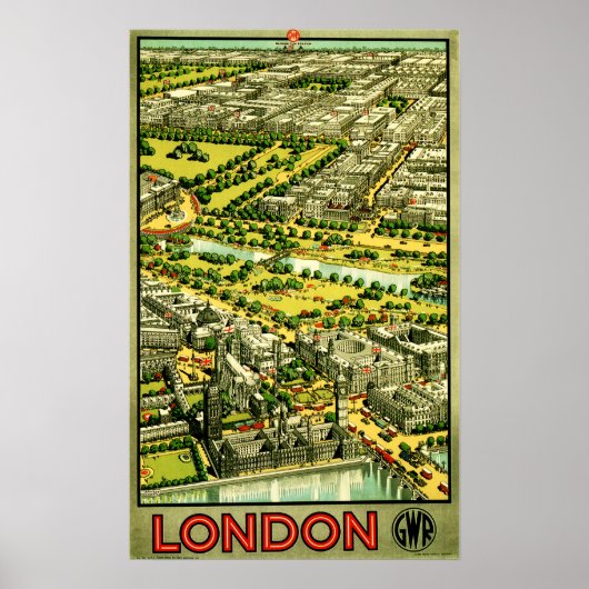 LONDON ENGLAND GREAT BRITAIN GWR  Railway Poster (Voorkant)