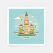 London England Landmarks Cocktail Paper Napkins Servet (Voorkant)