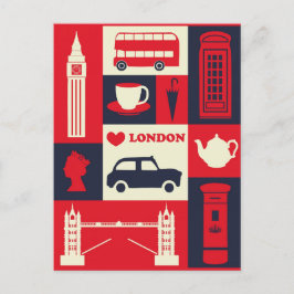London England Landmarks Cute Travel Briefkaart