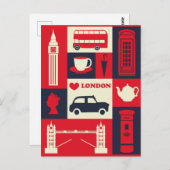 London England Landmarks Cute Travel Briefkaart (Voorkant / Achterkant)