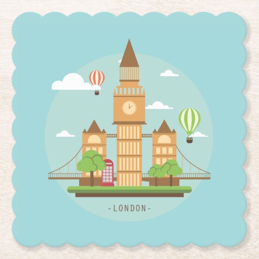 London England Landmarks Drink Coasters Kartonnen Onderzetters (Voorkant)