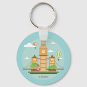 London England Landmarks Stickers Sleutelhanger (Voorkant)