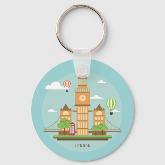 London England Landmarks Stickers Sleutelhanger (Voorkant)