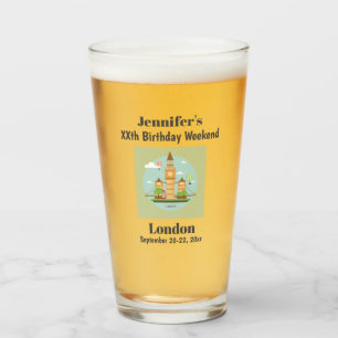 London England Milestone Birthday Party Beer Pint Glas