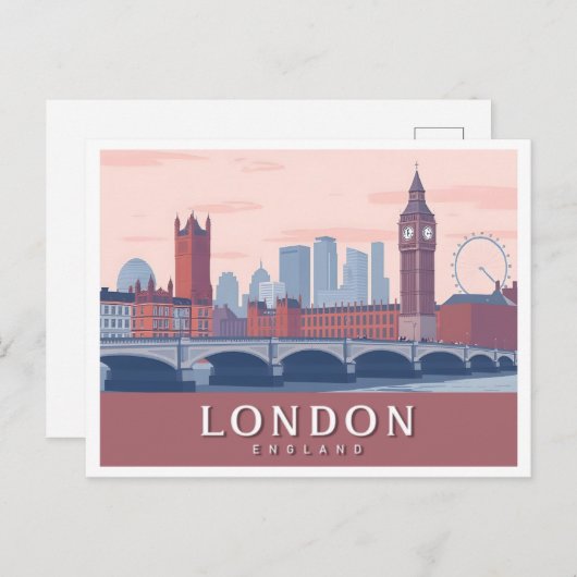 London England Pastelreizen Ontwerp Briefkaart (Voorkant / Achterkant)