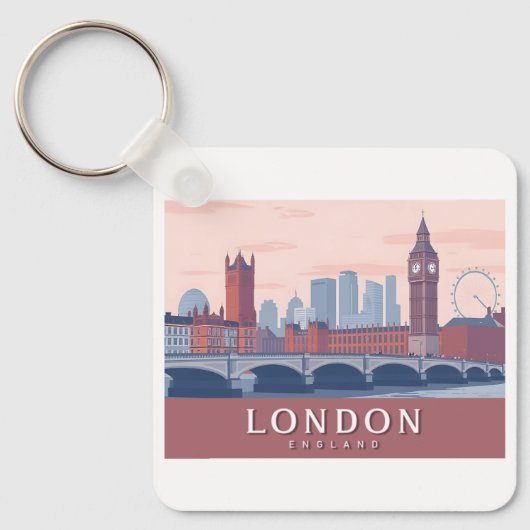 London England Pastelreizen Ontwerp Sleutelhanger (Voorkant)