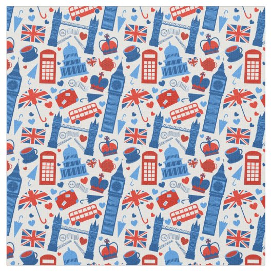 London England Pattern Stof (Close Up)