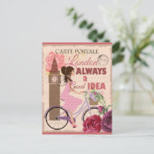 London England Pink Vintage Travel Briefkaart (Staand voorkant)