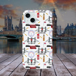 London England Queens Guard English Pattern iPhone 16 Pro Max Hoesje<br><div class="desc">Londen,  Engeland patroon met Engelse elementen zoals telefooncel,  dubbeldekker bus,  London Bridge,  het London Ferris Wheel en meer. Composietontwerp van Holiday Hearts Design (rechten voorbehouden).</div>