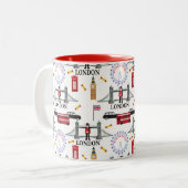 London England Queens Guard English Pattern Tweekleurige Koffiemok (Voorkant links)