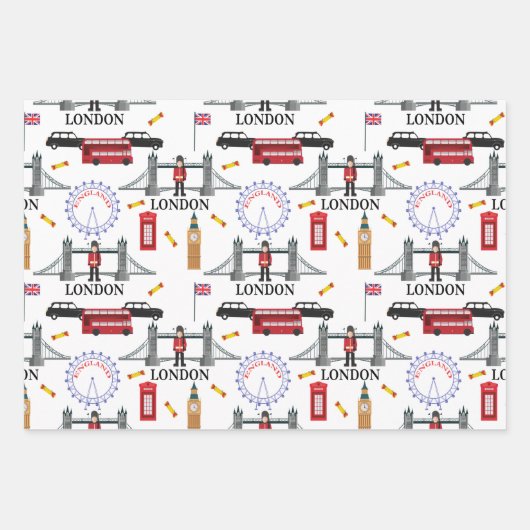 London England Queens Guard English Pattern Wrappi Inpakpapier Vel (Voorkant)