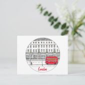 London England Red Bus Travel Illustration Briefkaart (Staand voorkant)