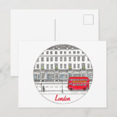 London England Red Bus Travel Illustration Briefkaart (Voorkant / Achterkant)