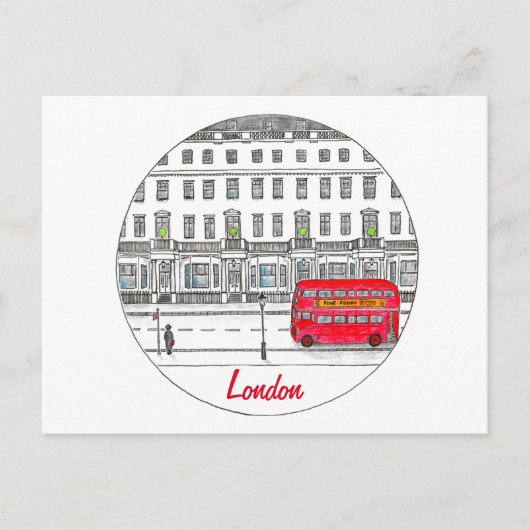 London England Red Bus Travel Illustration Briefkaart (Voorkant)
