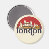 London England Retro City Skyline Cityscape Art Magneet (Voorkant / Achterkant)