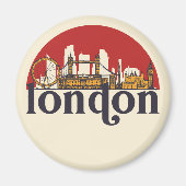 London England Retro City Skyline Cityscape Art Magneet (Voorkant)