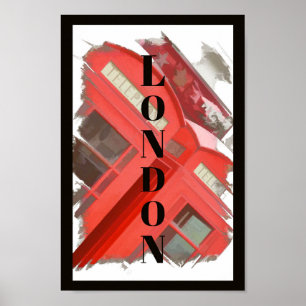 London England Retro Red Phone Booth Poster
