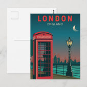 London England Retro Travel Art  Briefkaart (Voorkant / Achterkant)