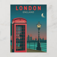 London England Retro Travel Art 