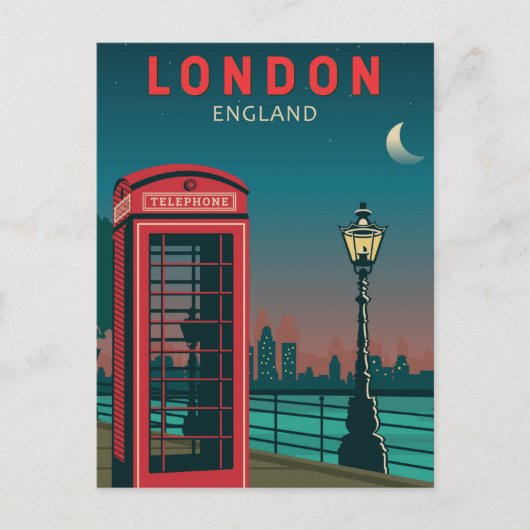 London England Retro Travel Art  Briefkaart (Voorkant)