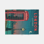 London England Retro Travel Art Fleece Deken (Voorkant (Horizontaal))