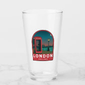 London England Retro Travel Art  Glas (Voorkant)