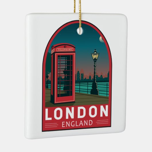 London England Retro Travel Art  Keramisch Ornament (Rechts)