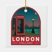 London England Retro Travel Art  Keramisch Ornament (Achterkant)