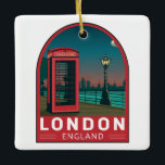 London England Retro Travel Art  Keramisch Ornament<br><div class="desc">Ontwerp van de vectorkunst van Londen. Londen,  de hoofdstad van Engeland en het Verenigd Koninkrijk,  is een 21e-eeuwse stad met geschiedenis die teruggaat tot de Romeinse tijd.</div>