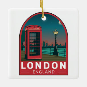 London England Retro Travel Art Keramisch Ornament